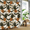 Tropical Fruits Pineapple with Zig Zag Pattern Shower Curtain