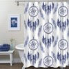 Ethnic Tribal Watercolor Feather Dream Catcher Shower Curtain - Blue