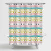 Abstract Geometric Print Indian Boho Shower Curtain - Multicolor