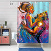 Black African King and Queen Oil Painting Shower Curtain - Multicolor