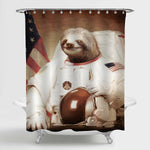 Cartoon Animal NASA Sloth Astronaut Shower Curtain - Brown