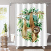 Sloth Playing in The Tropical Forest Trees Shower Curtain - Brown Green