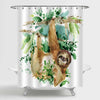 Sloth Playing in The Tropical Forest Trees Shower Curtain - Brown Green