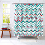 Sketchy Chevron Abstract Zig Zag Shower Curtain - Green Red