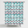 Sketchy Chevron Abstract Zig Zag Shower Curtain - Green Red