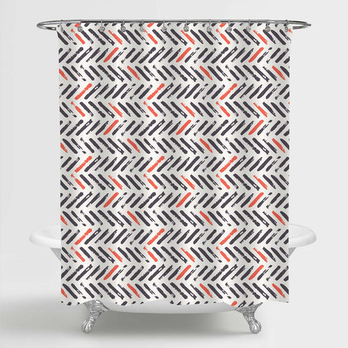 Brush Painted Chevron Shower Curtain - Black Red