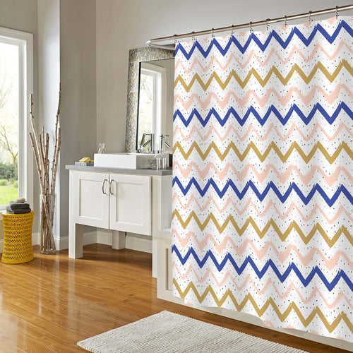 Hand Painted Chevron Zig Zag Shower Curtain - Multicolor