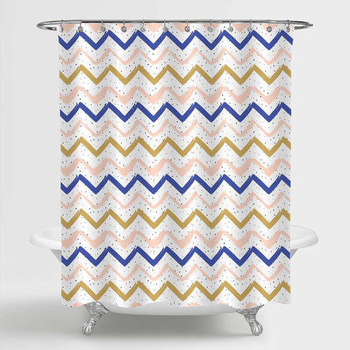 Hand Painted Chevron Zig Zag Shower Curtain - Multicolor