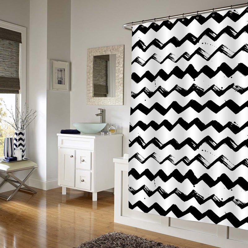 Stylish Simple Chevron Shower Curtain - Black White