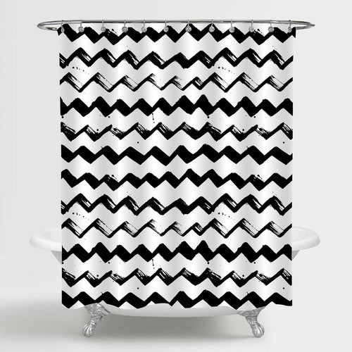 Stylish Simple Chevron Shower Curtain - Black White