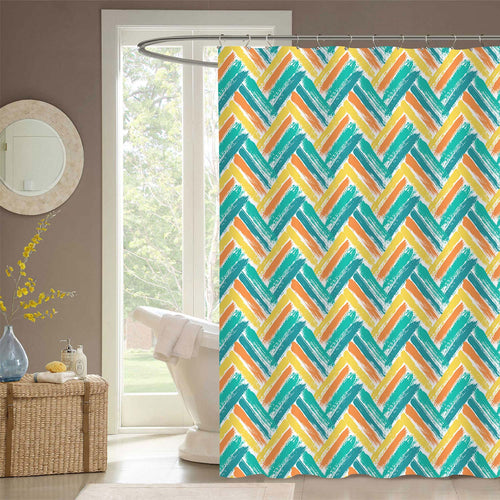 Grunge Pattern Chevron Shower Curtain - Green Yellow