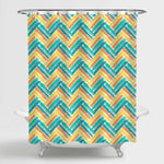 Grunge Pattern Chevron Shower Curtain - Green Yellow