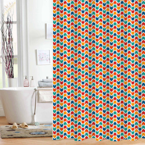 Funky Chevron Motif Zigzag Lines Shower Curtain - Multicolor