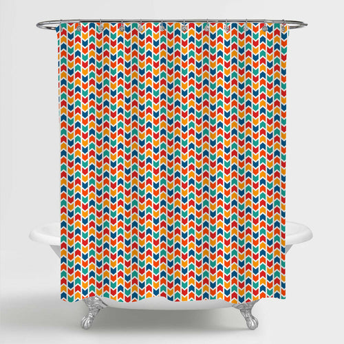 Funky Chevron Motif Zigzag Lines Shower Curtain - Multicolor