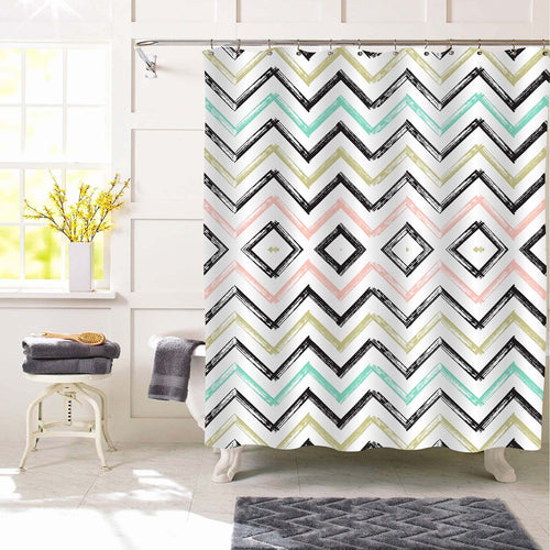 Chevron Texture Shower Curtain - Multicolor