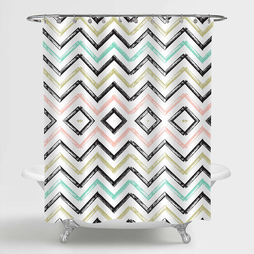 Chevron Texture Shower Curtain - Multicolor