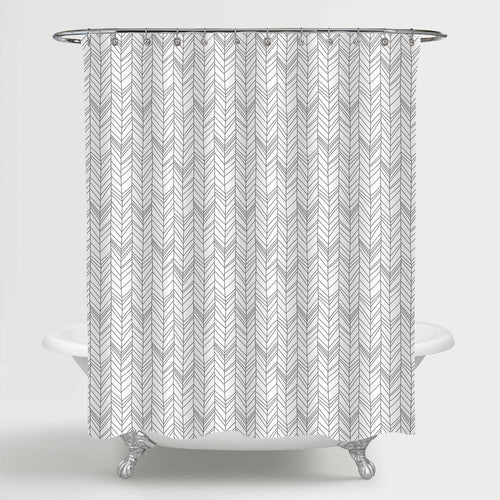 Hand Drawn Chevron Shower Curtain - Grey