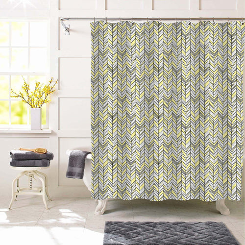 Ethnic Arrow Motif Chevron Shower Curtain - Yellow Grey