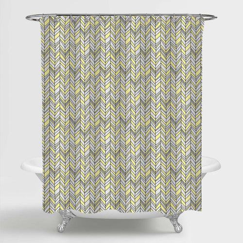 Ethnic Arrow Motif Chevron Shower Curtain - Yellow Grey