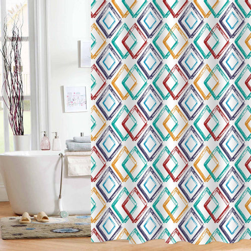 Brushstroke Chevron Pattern Shower Curtain - Multicolor