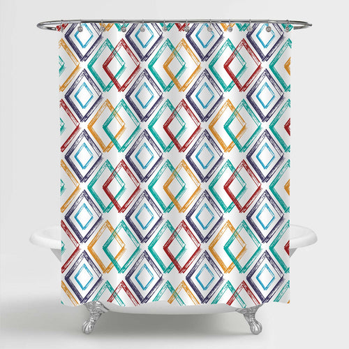 Brushstroke Chevron Pattern Shower Curtain - Multicolor