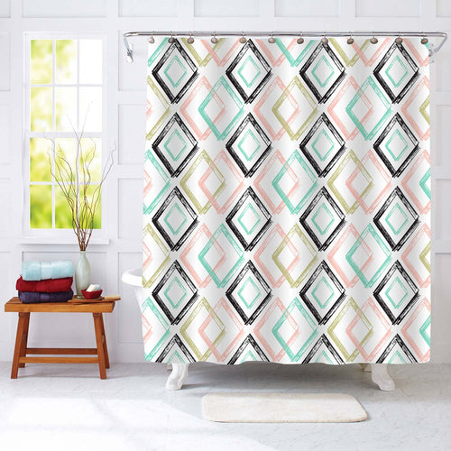 Geometric Diamond Chevron Shower Curtain - Multicolor