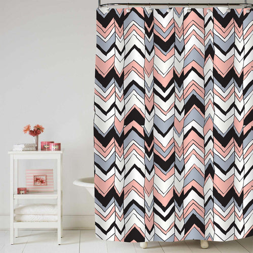 Stripe Chevron Shower Curtain - Multicolor