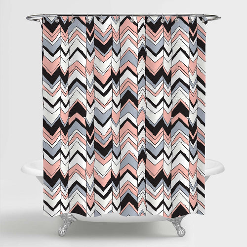 Stripe Chevron Shower Curtain - Multicolor