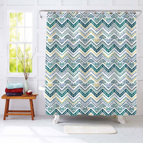 Aztec Chevron Shower Curtain - Green