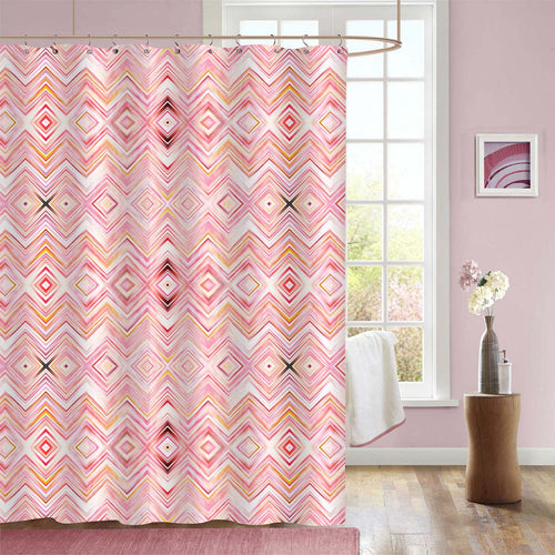 Chevron Striped Lines Shower Curtain - Pink