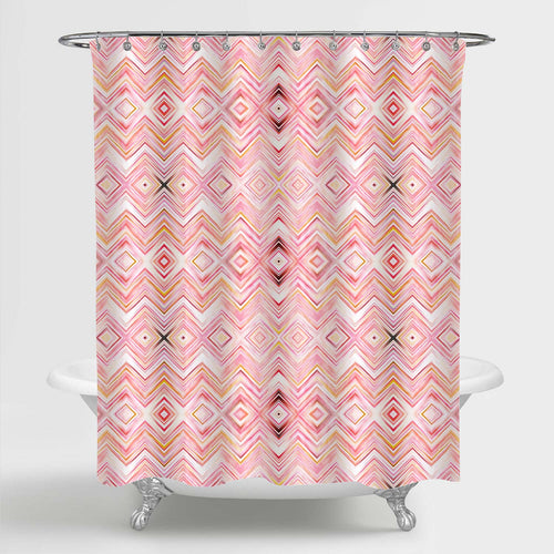 Chevron Striped Lines Shower Curtain - Pink