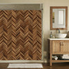 Natural Wood Plank Chevron Shower Curtain - Brown