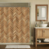 Natural Wooden Chevron Shower Curtain - Brown