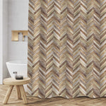 Rustic Wood Chevron Texture Shower Curtain - Brown