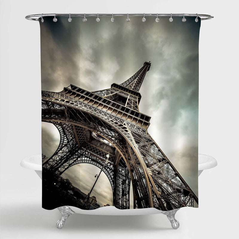 Majestic Paris Eiffel Tower Shower Curtain - Grey