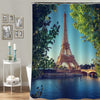 Paris Eiffel Tower Scenic Shower Curtain - Gold Green