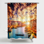 Sunset Italian Venice Landscape Shower Curtain - Gold Blue