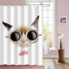 Grumpy Cat with Cups of Coffee Glasses Shower Curtain - Brown