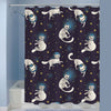 Cat Astronauts with Stars in Space Shower Curtain - Dark Blue