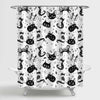 Witch's Cat and and Sugar Skull Cats Shower Curtain - Black White