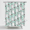 Cute Stars and Cats Unicorn Shower Curtain- Mint White