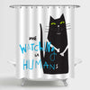 Hand Drawing Funny Cat Shower Curtain - Black White