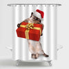 Cat in Christmas Hats with Gifts Shower Curtain - Brown Red