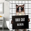 Bad Cat Under Criminal Arrest Police Shower Curtain - Brown Black