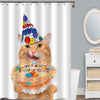 Cat with Birthday Cake Shower Curtain - Orange