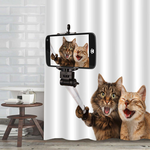 Cats Taking the Picture Shower Curtain - Brown