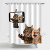 Cats Taking the Picture Shower Curtain - Brown