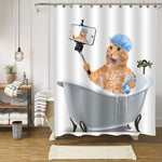 Cat Taking a Bath with Smartphone Shower Curtain - Orange