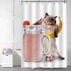 Cat Holding Strawberry Smoothie Shower Curtain - Brown Pink