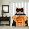 Cat in Costume with Halloween Pumpkin Shower Curtain - Orange Black